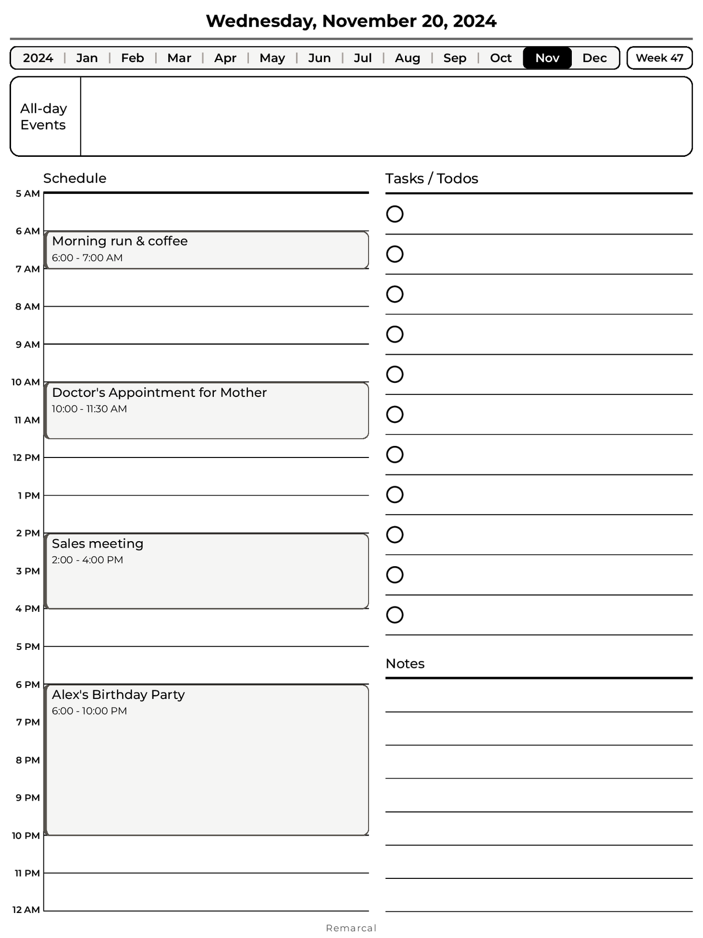 Remarcal Daily Planner